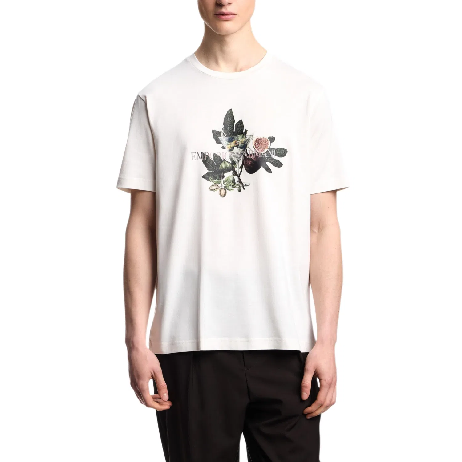Футболка с фиговым принтом EMPORIO ARMANI, Starlight White — фото 3