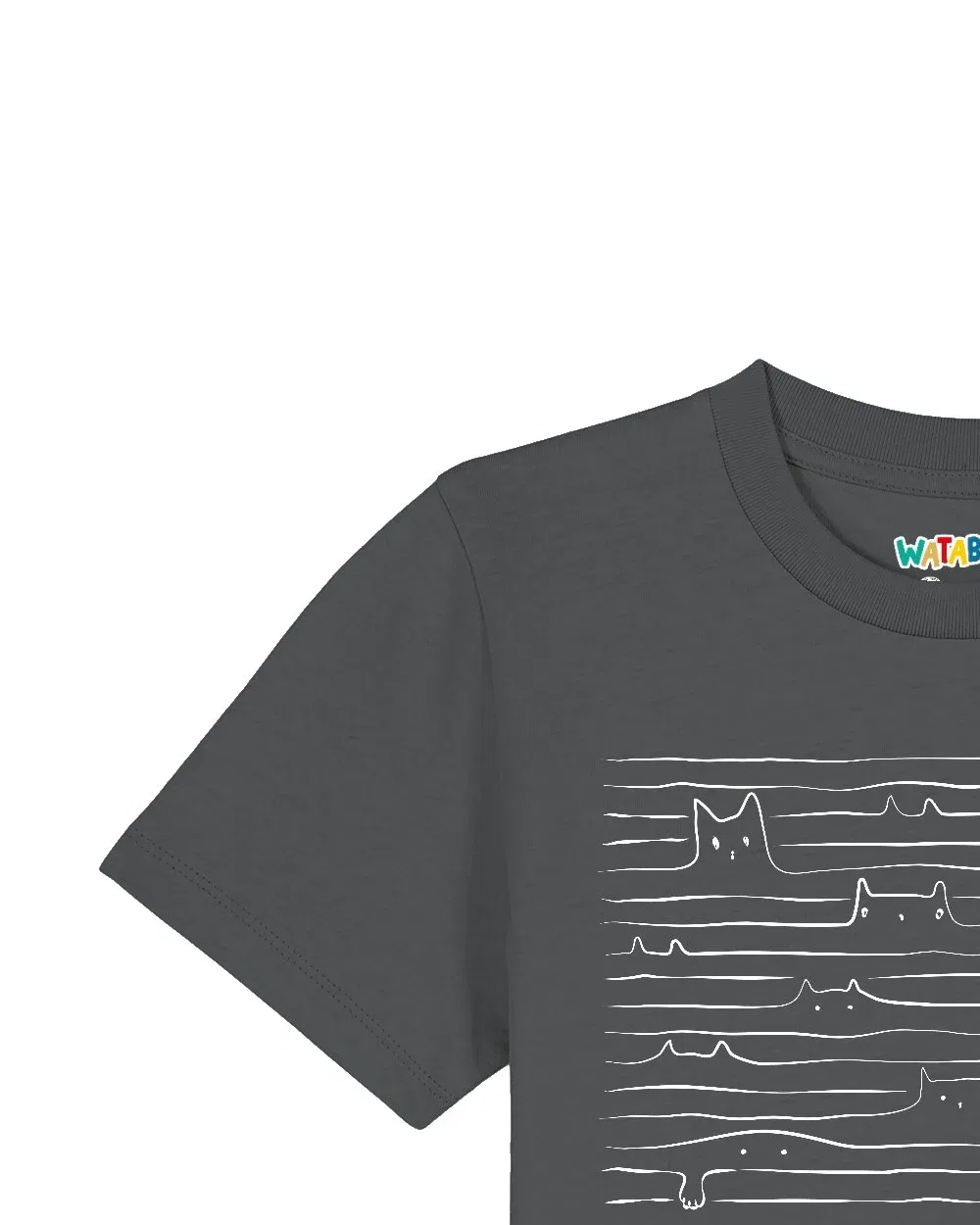 Футболка с принтом Doodle Cats, Wat? Apparel, серый — фото 3
