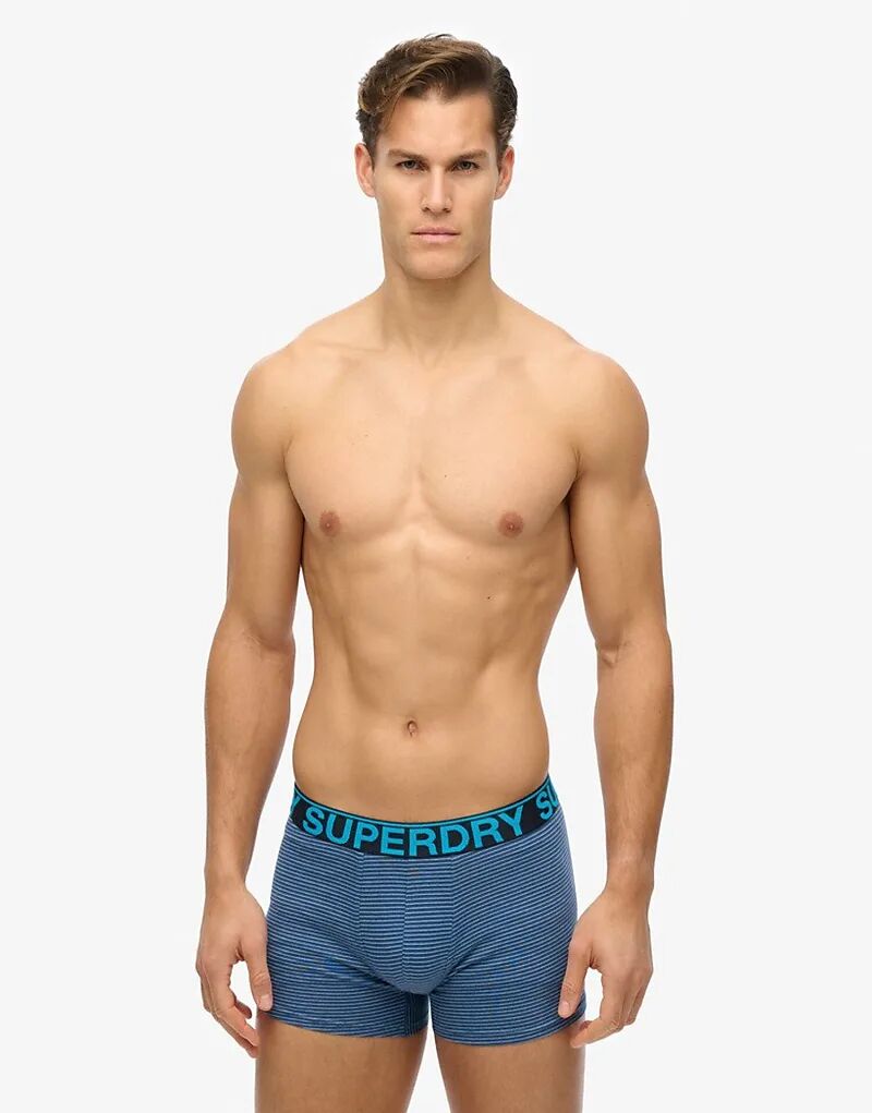 

Набор боксеров 3 шт Superdry Boxer в темно-синей/синей полоске/темно-синей упаковке