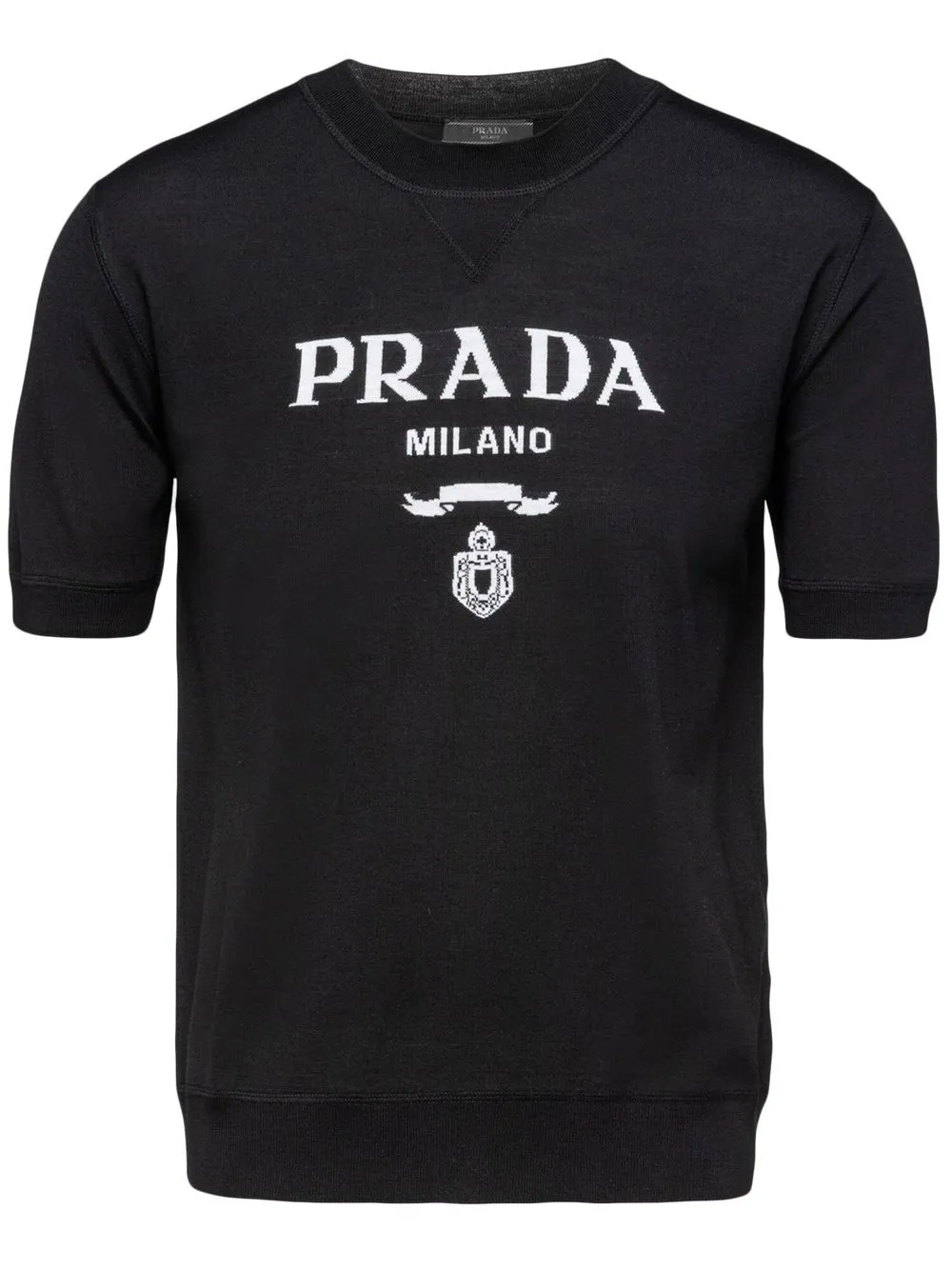 

Шерстяной джемпер с логотипом Prada, черный