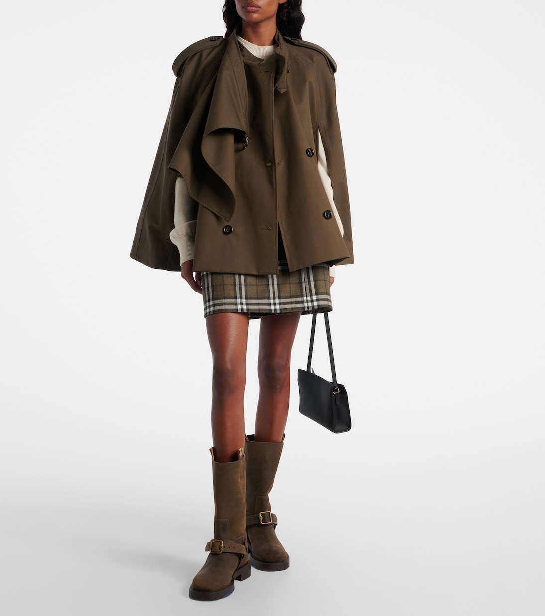 Мини-юбка из шерсти в клетку Burberry Burberry, Shrub/Yew Ip Check — фото 2