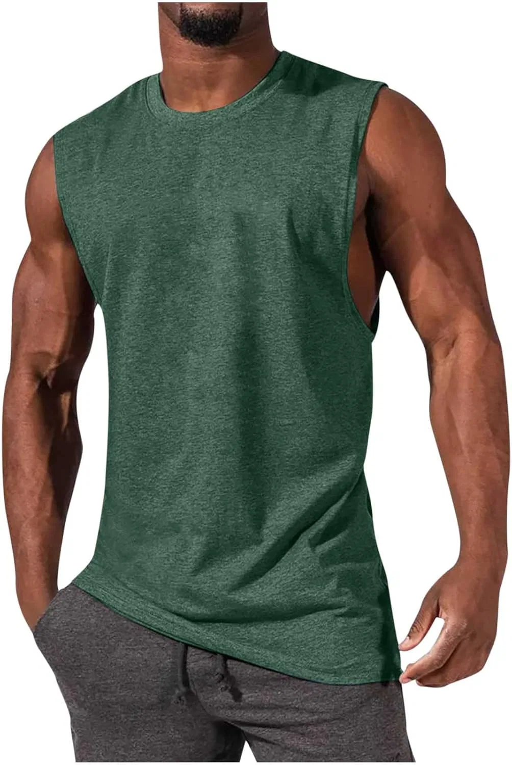 Мужской топ для тренировок с пальмами, 02-army Green