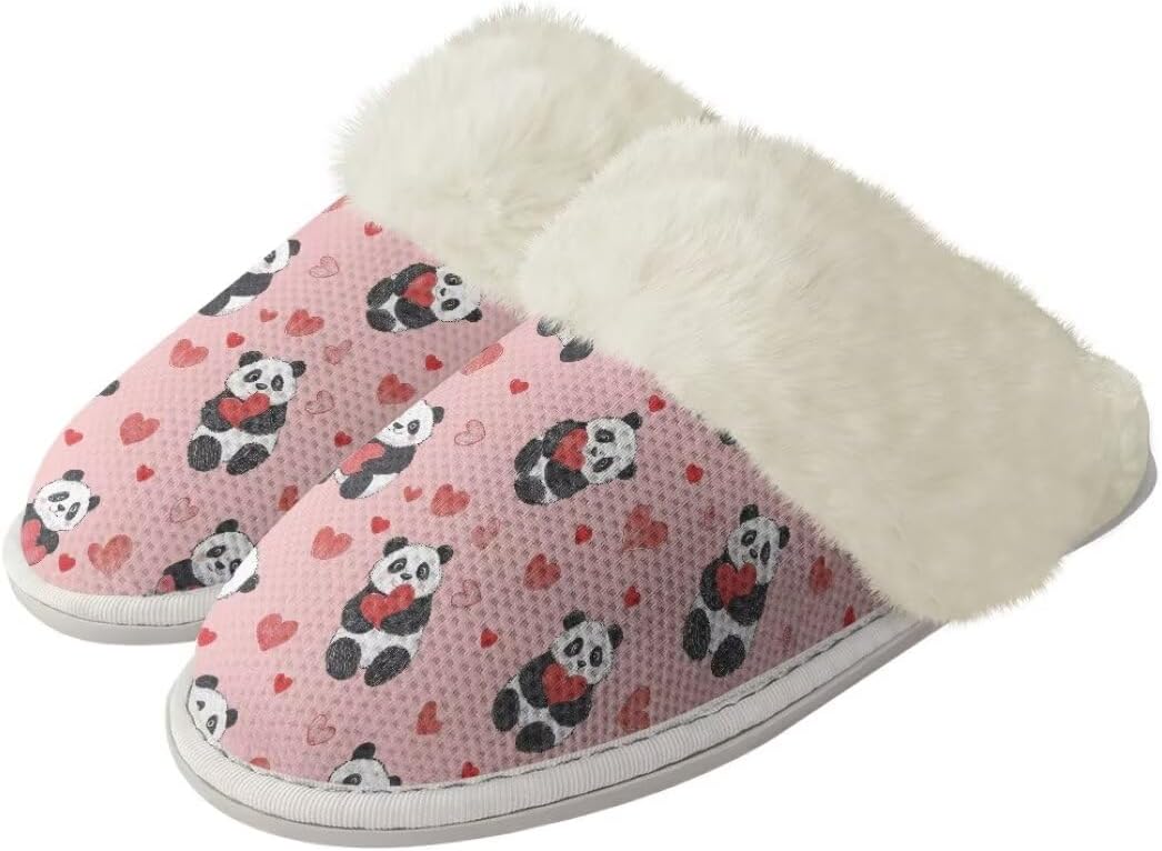 

Женские и мужские забавные пушистые тапочки с животными для пары, противоскользящие домашние туфли с резиновой подошвой, уютные Xixirimido, Pandas
