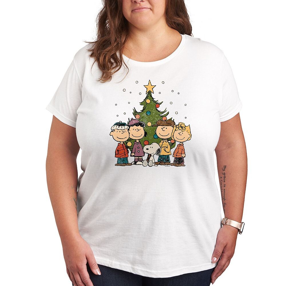 

Футболка с рисунком «Рождественская группа» Plus Peanuts Licensed Character, белый