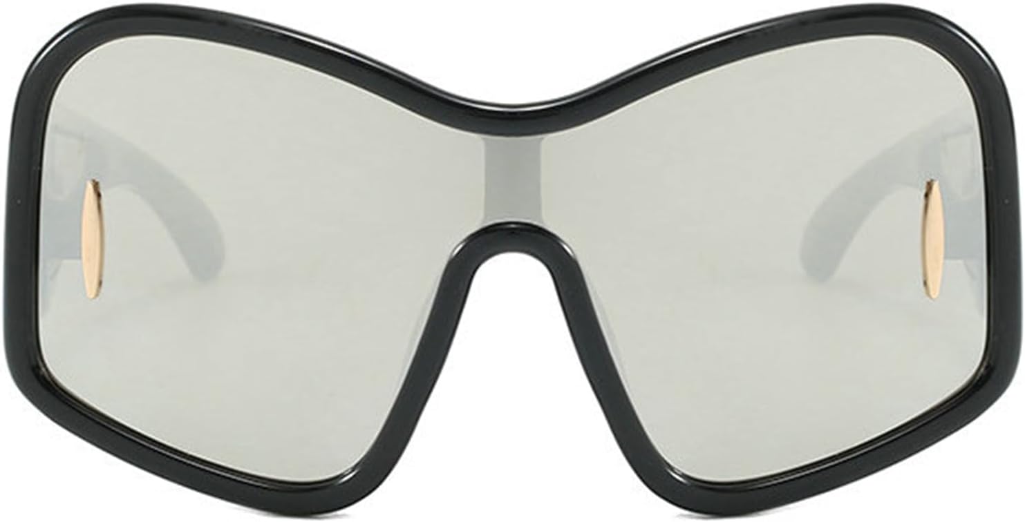 

Солнцезащитные очки Willochra Oversized Wave Maske для женщин и мужчин, модные винтажные солнцезащитные очки в стиле панк, большая оправа, защита от УФ-излучения UV400, F25, C16