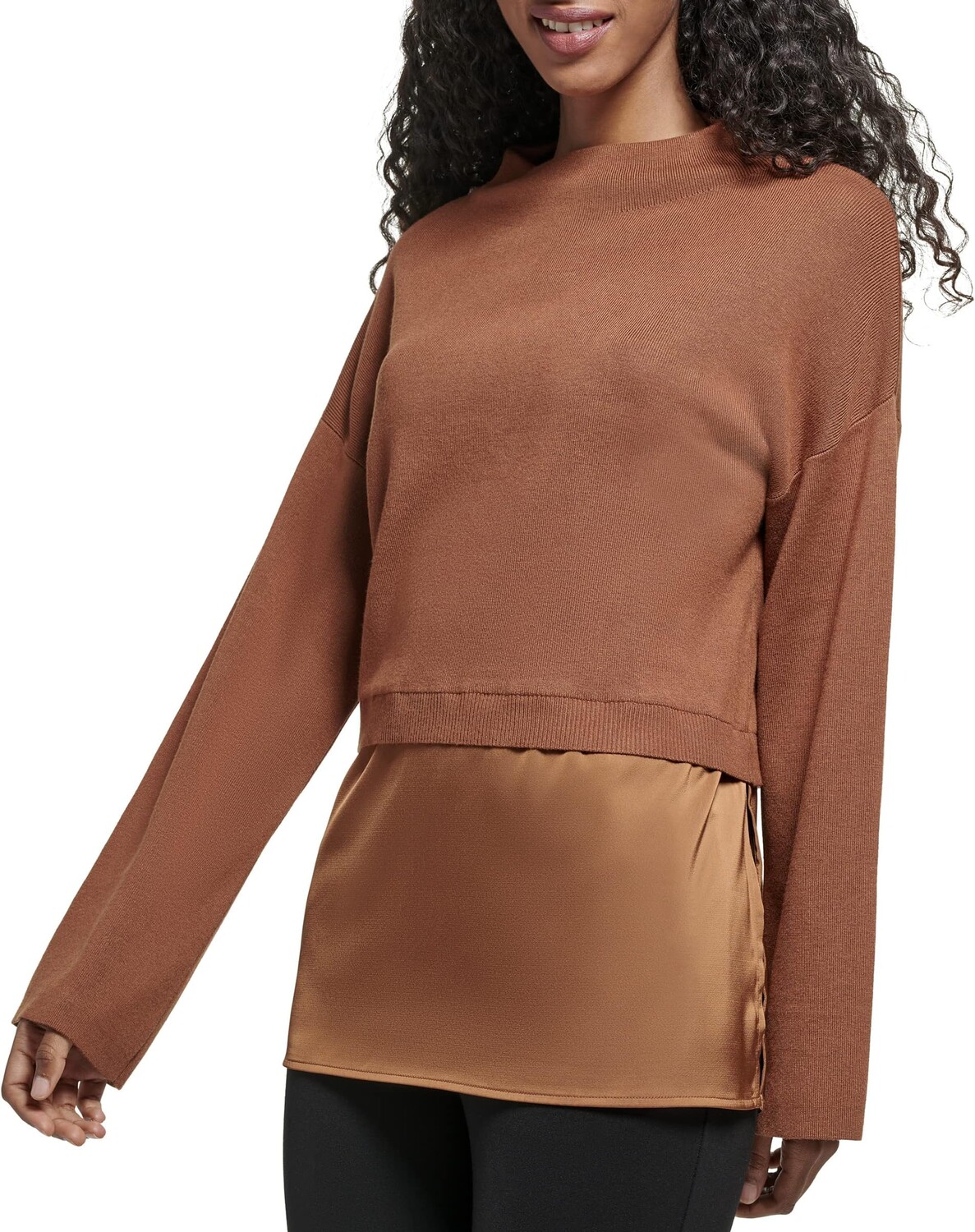 

Свитер Calvin Klein Long Sleeve Mock Neck with Overlay, цвет Tortoise