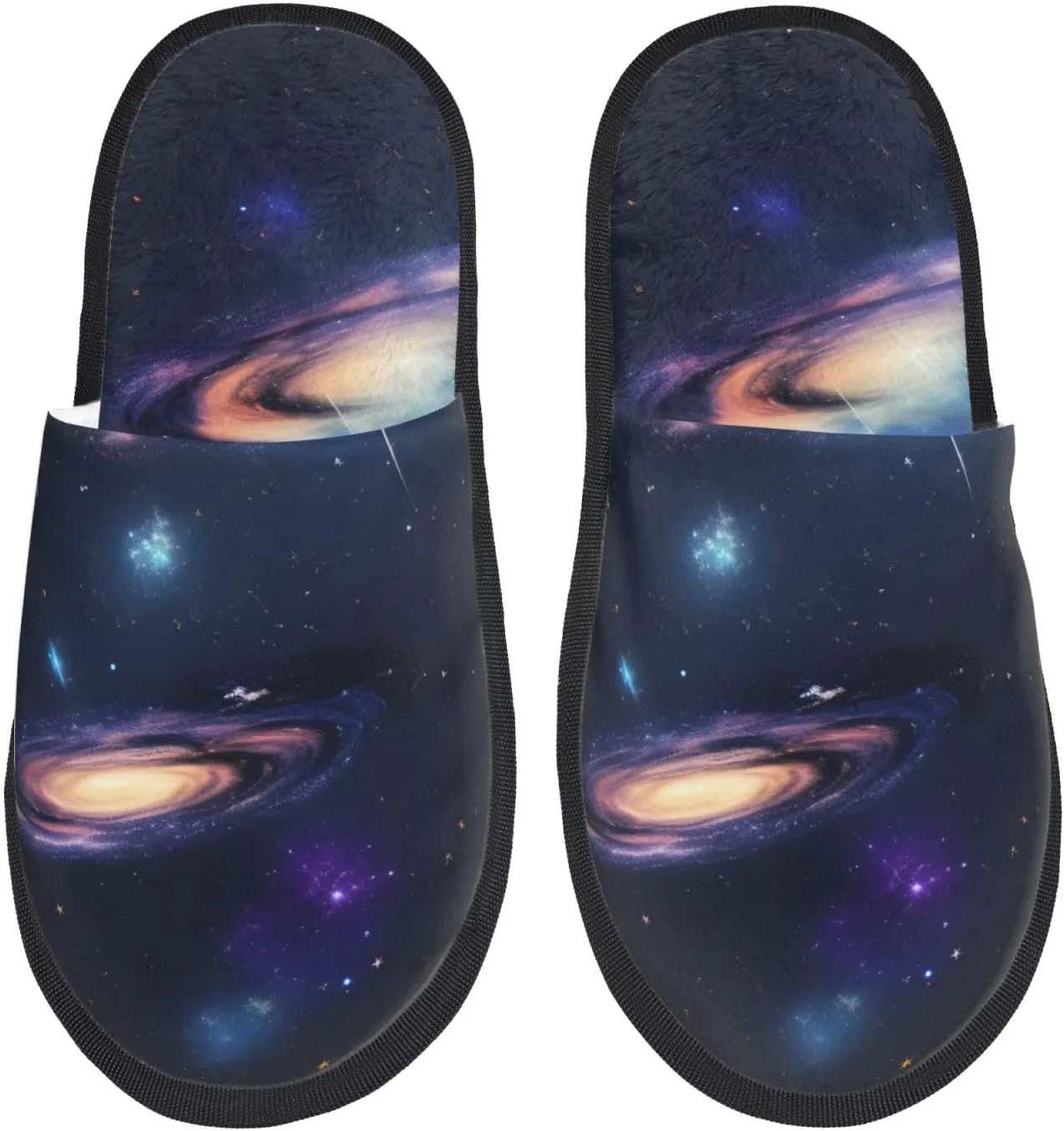 Мягкие домашние тапочки Galaxy in the Universe. Теплые тапочки для гостей, комфортная зимняя одежда Kurue, черный — фото 3