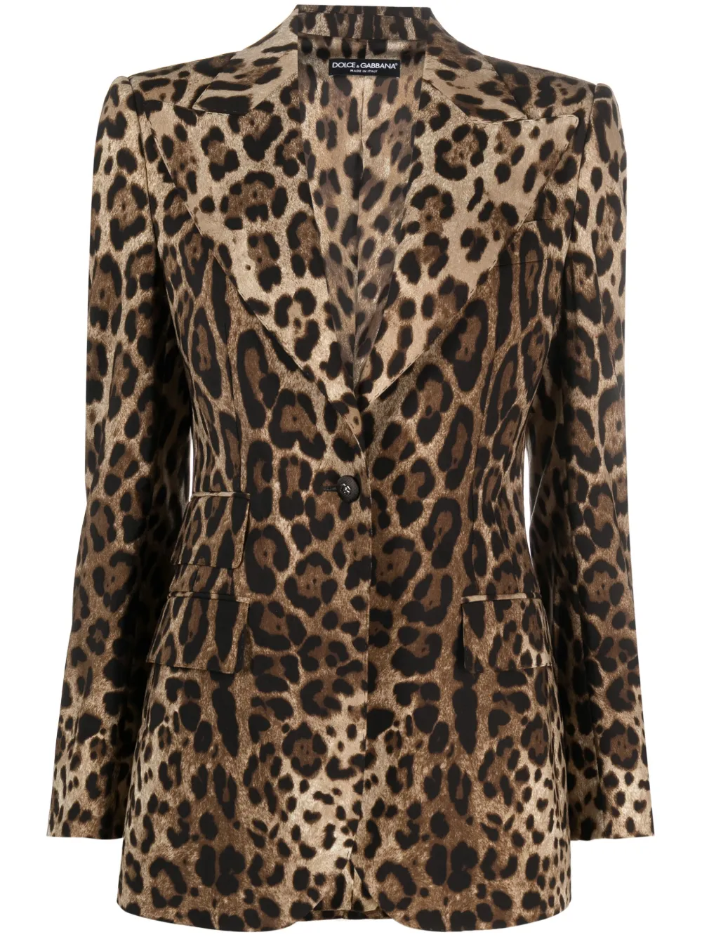

Однобортный пиджак с леопардовым принтом DOLCE & GABBANA, черный