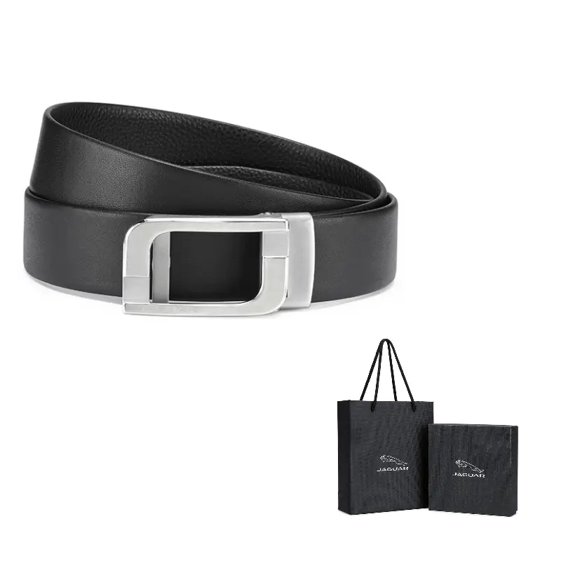 

JAGUAR Мужской кожаный ремень из коровьей кожи черный шириной 3.4 см, Black