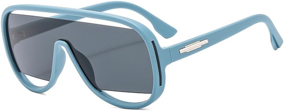 

Модные большие уникальные полые солнцезащитные очки в стиле ретро, ​​цельные, с градиентным зеркальным покрытием, защита от УФ-излучения UV400, для женщин MTZJH, Blue Gray