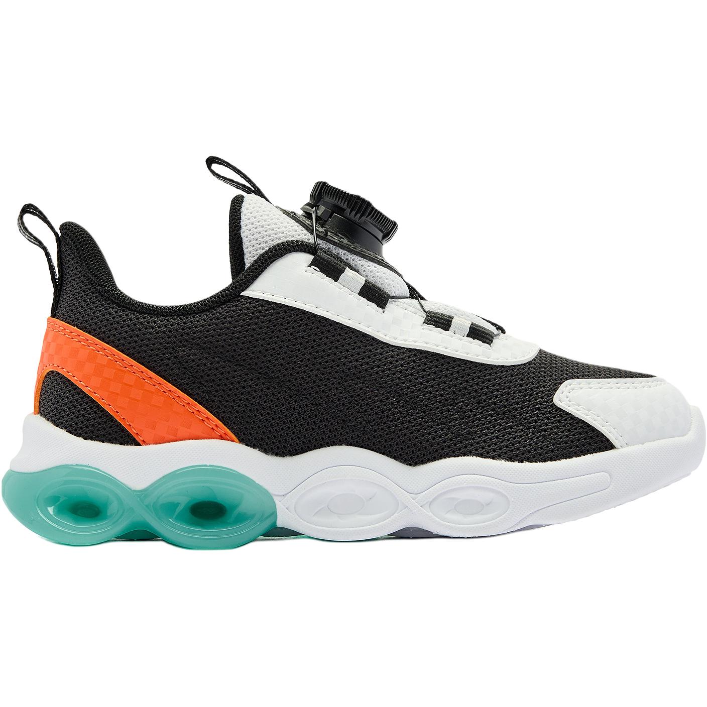 QIAODAN Детские кроссовки с низким верхом, устойчивые к износу и противоскользящим эффектом, черные/зеленые с инициалами, для детей 3–7 лет — фото 2