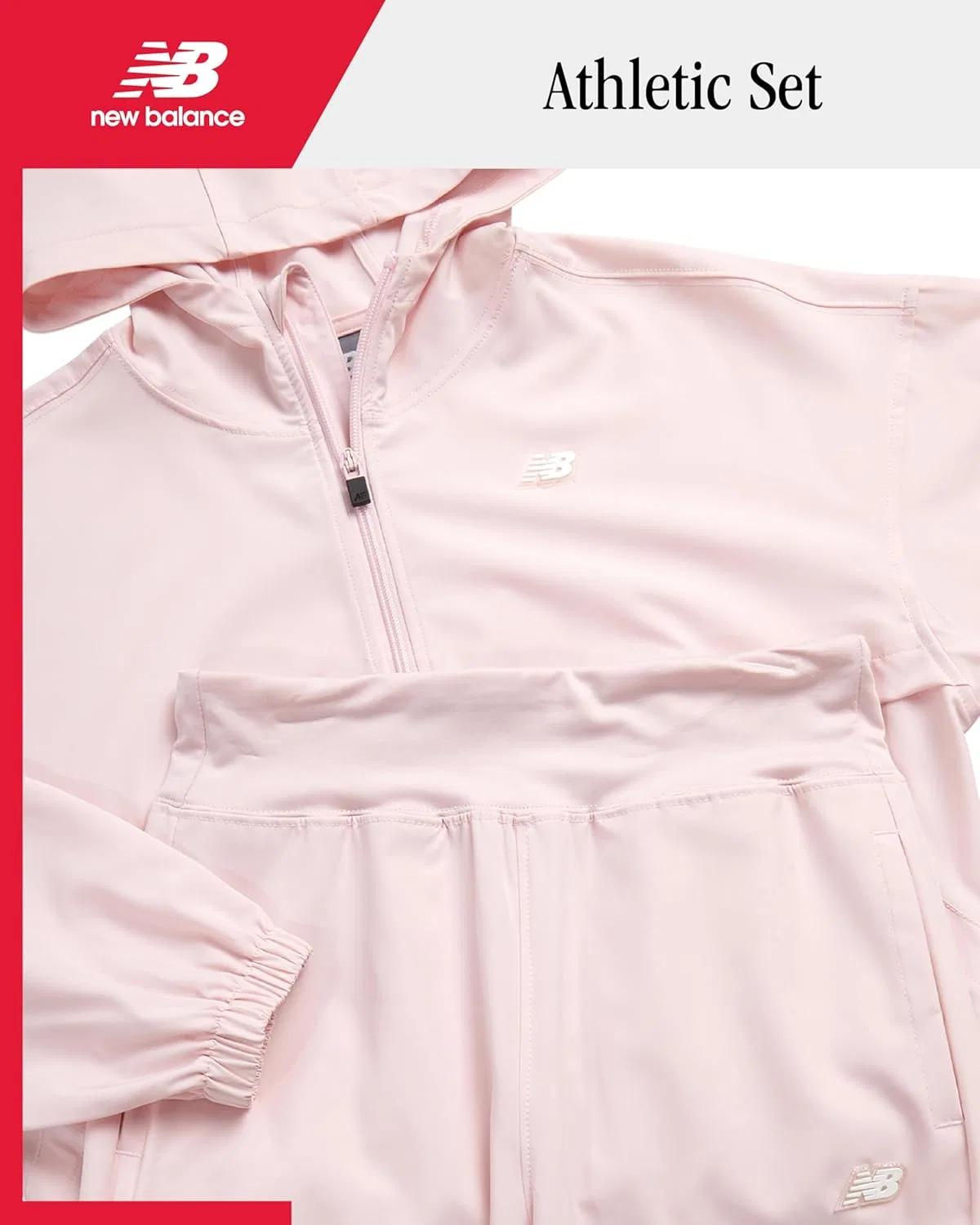 Спортивный костюм для девочек New Balance, куртка и джоггеры, Light Raspberry — фото 2