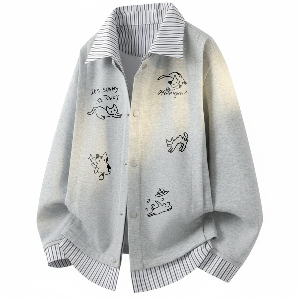 

Свитшот Unisex Lapel Thickened Mock Two Piece HUANQIU, heather серый