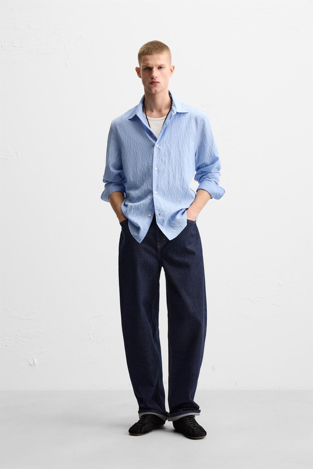 

Струящаяся рубашка в полоску ZARA, цвет striped