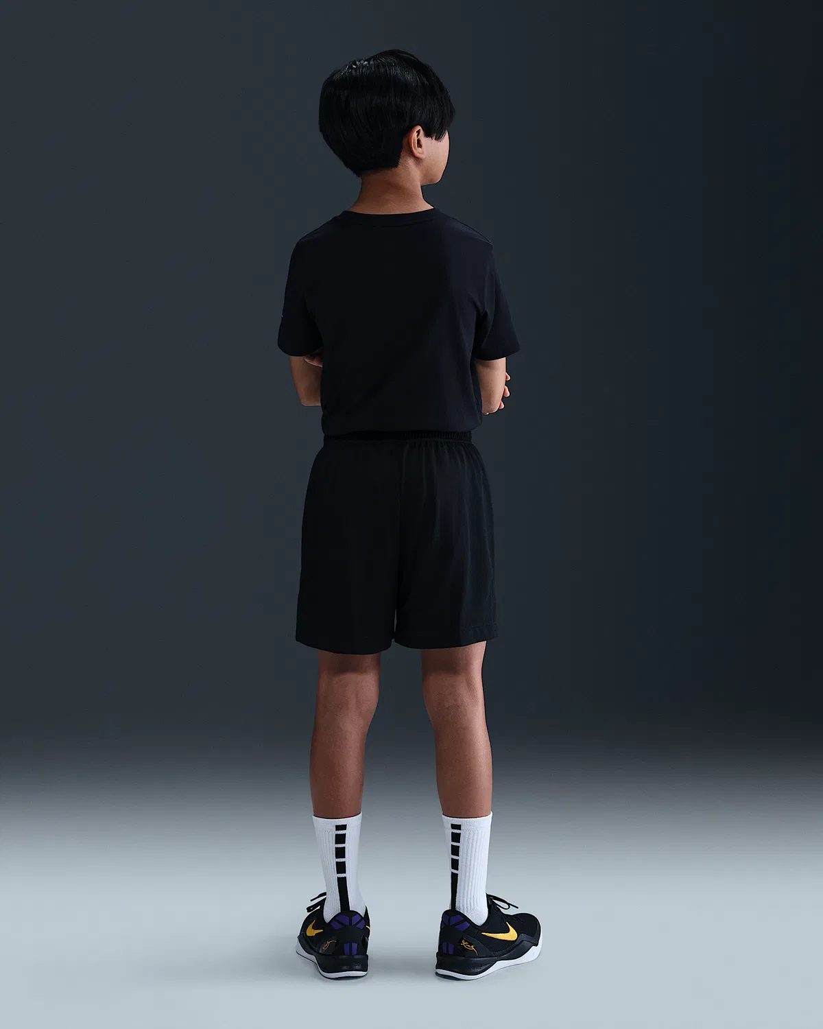 Большие детские шорты Dri-FIT Kobe, Black/Black/White — фото 4