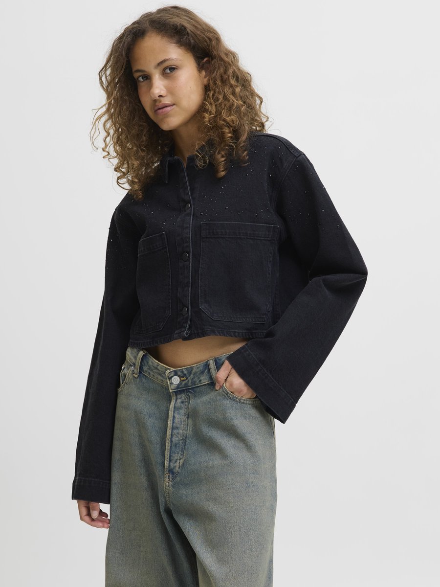 

Блуза JJXX JXDORA CROPPED DENIM OVERSHIRT, Black Denim/Dark-Blue Denim