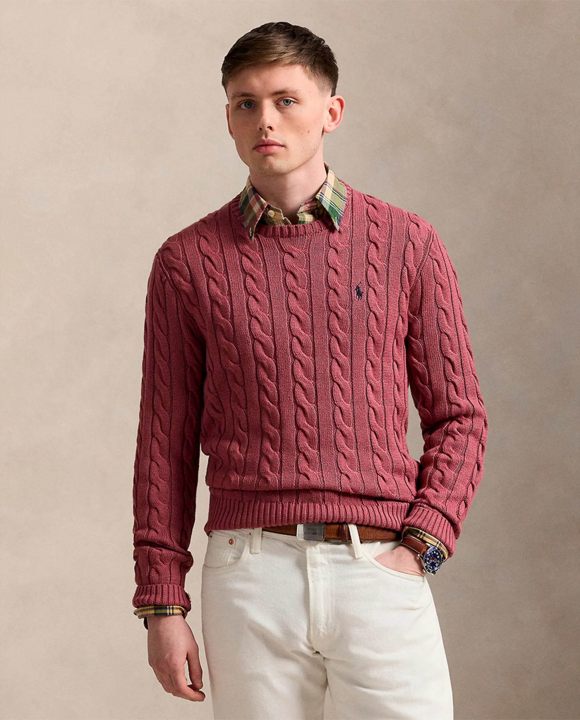 

Мужская хлопковая кофта с узором "восьмерка" Polo Ralph Lauren, розовый