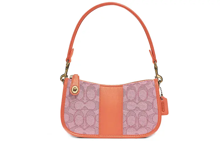 

Ткань Swinger с кожаной отделкой портативная сумка через плечо кроссбоди маджонг для женщин оранжево-розовый монограммный принт COACH, Set (Bag+Dust Bag)