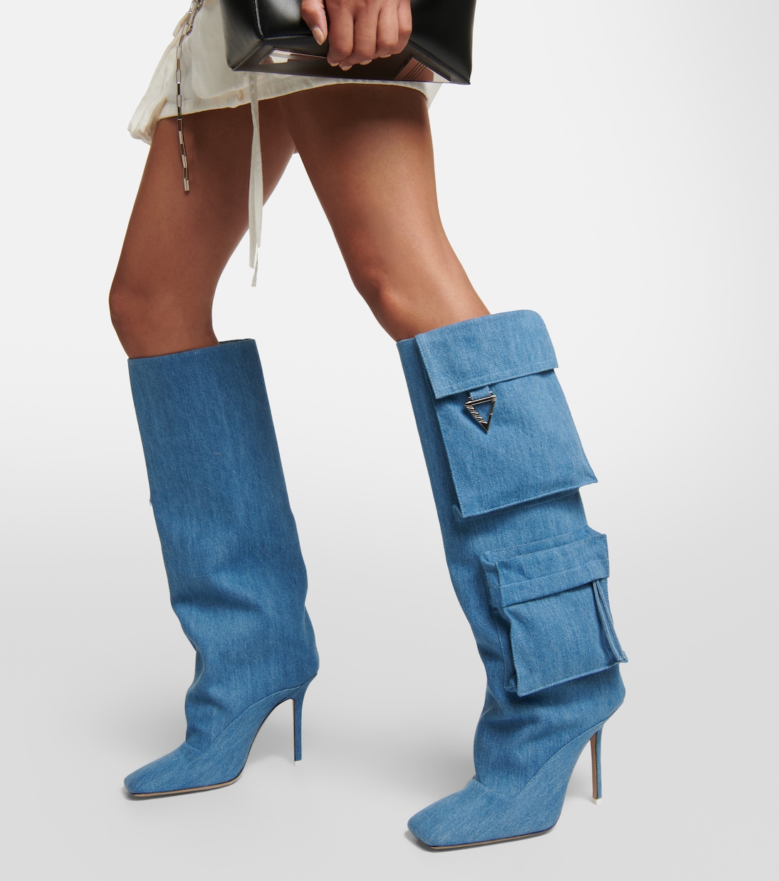 Сапоги из денима Sienna Tube до колена The Attico, Denim Washed — фото 4