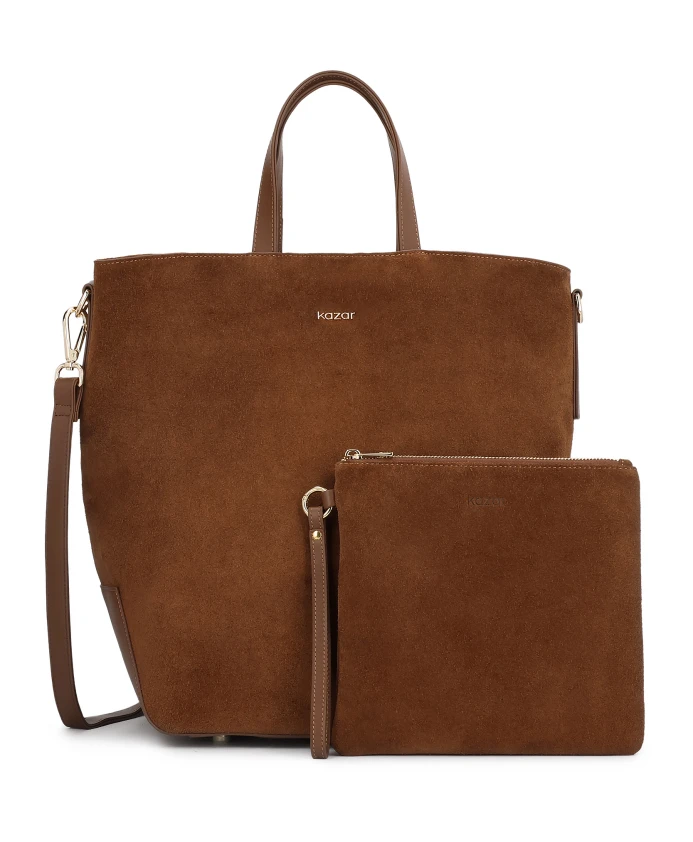 

Большая замшевая сумка коричневого цвета Kazar, коричневый