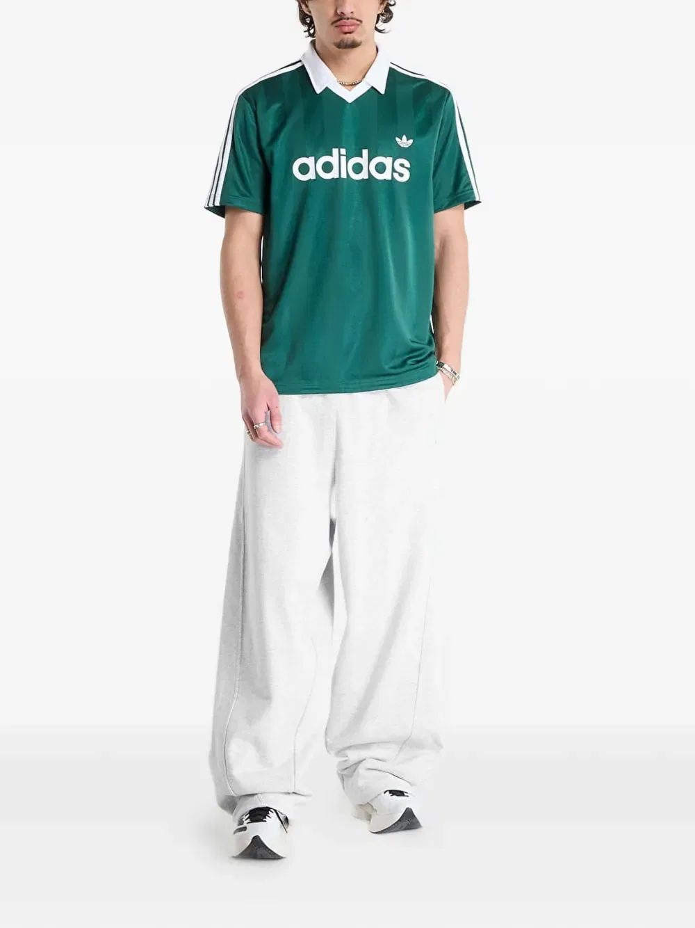 Футболка с архивным воротником Adidas, зеленый — фото 2