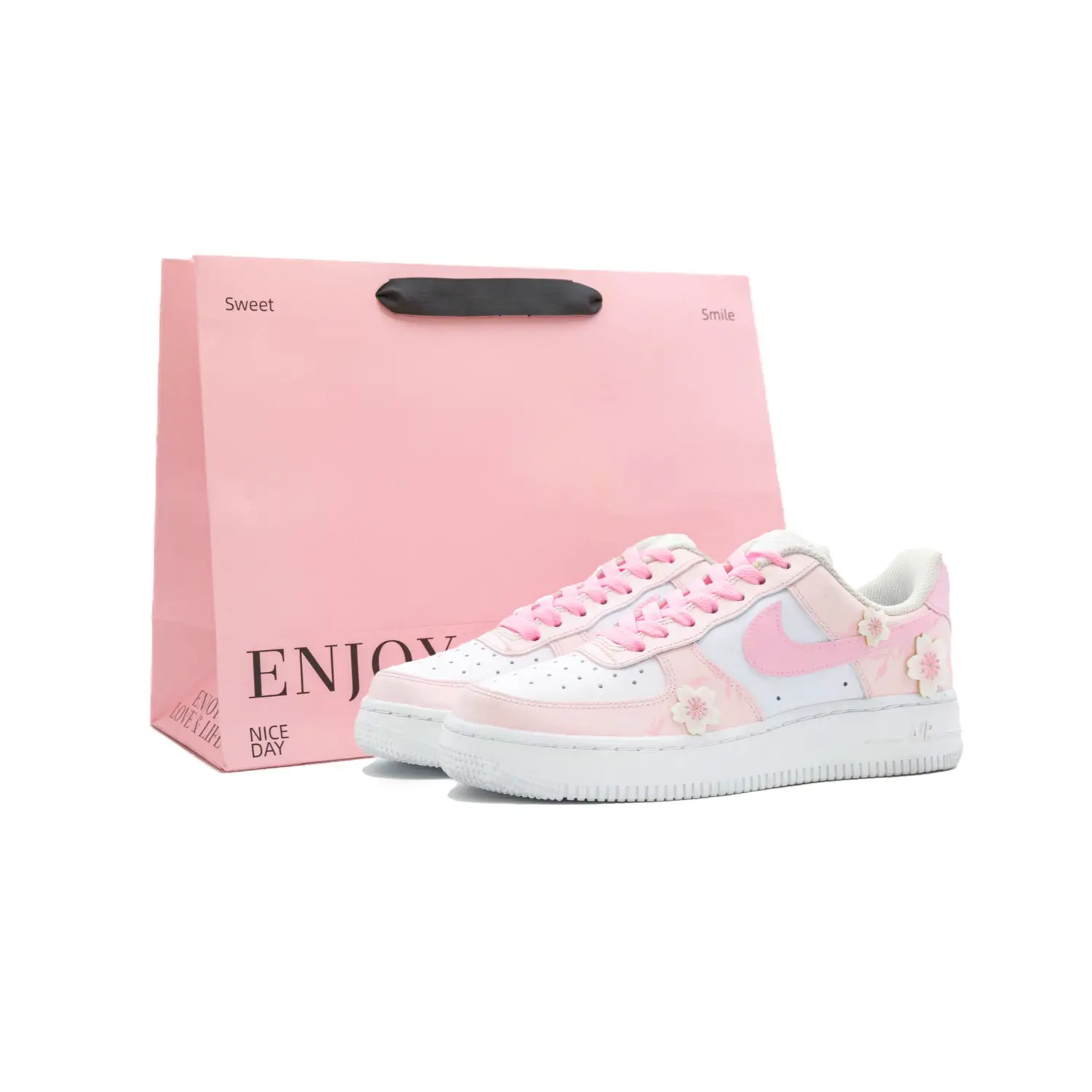 

Nike Кроссовки Air Force 1 Cherry Blossom Pink Shopping Bag Cow Leather Abrasion Resistant Low top Skateboard Shoes Unisex Pink