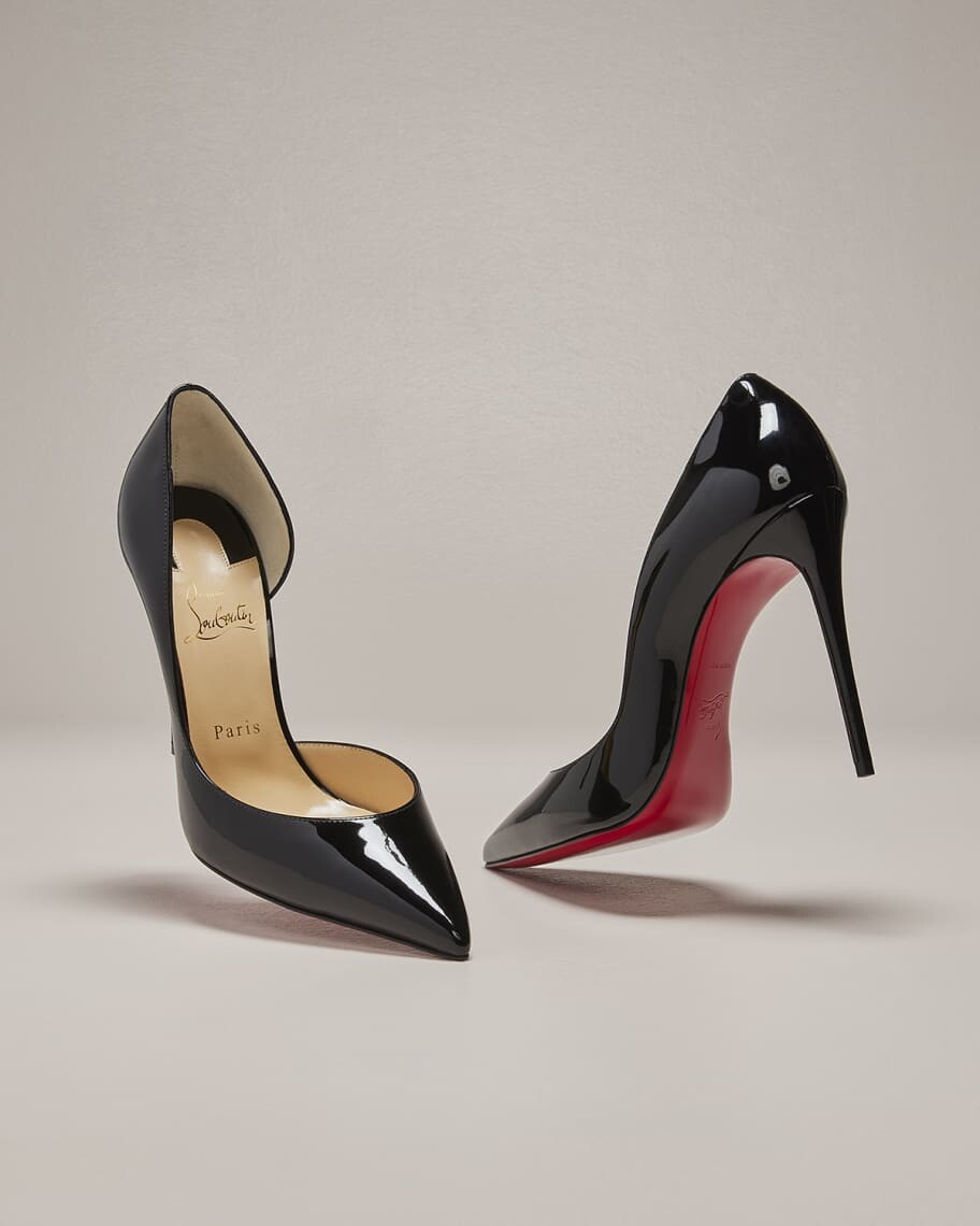 Патентованные туфли-лодочки Iriza с красной подошвой и открытой стороной Christian Louboutin