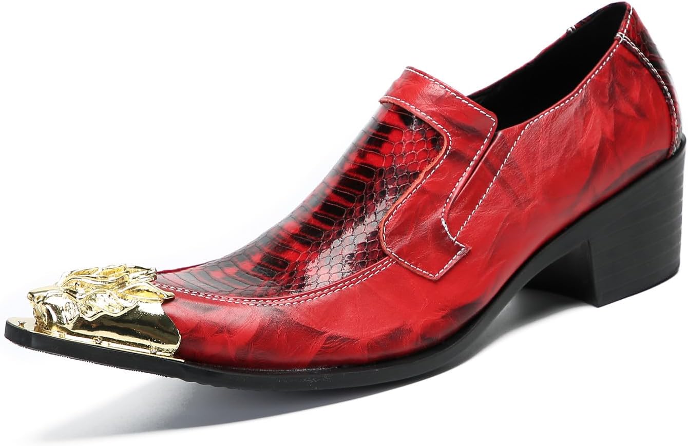 

Мужские слипоны Santimon с отделкой Penny Loafers - туфли из натуральной кожи в повседневном и деловом стиле с металлическим носком, для свадеб, вечеринок и дискотеки, красный