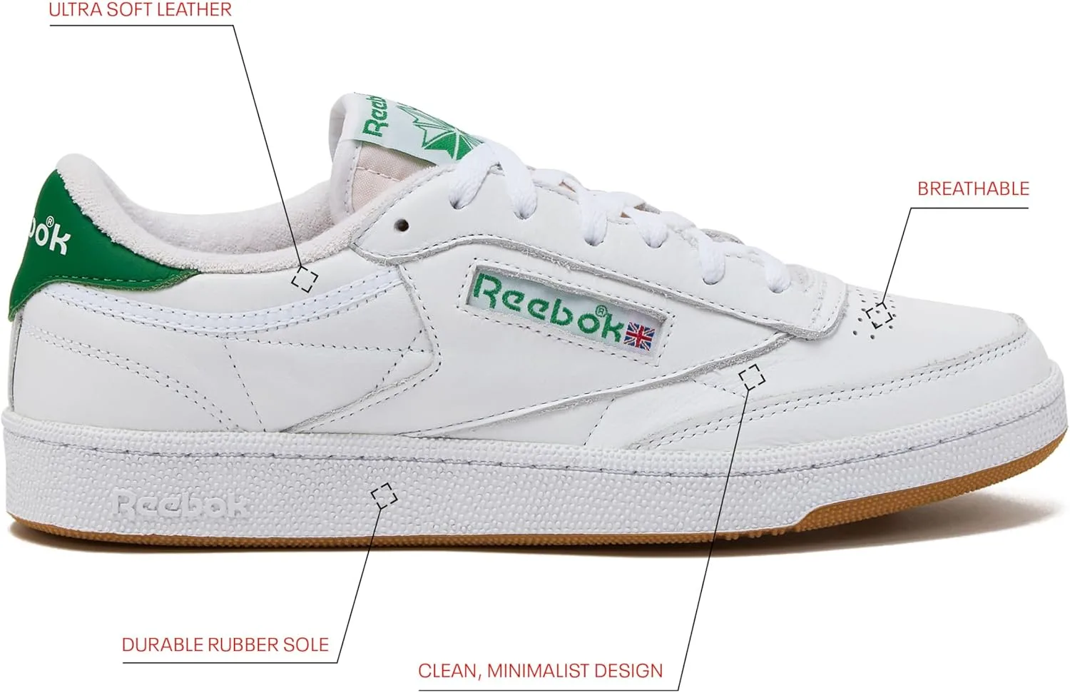Мужские кроссовки Reebok EHC69, белый/зеленый — фото 2