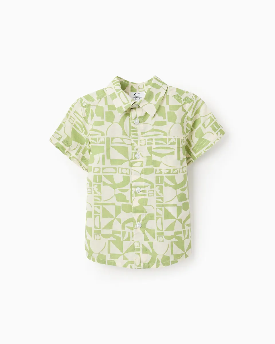 

Рубашка для мальчика из 100% хлопка с принтом Zippy, светло-зеленый