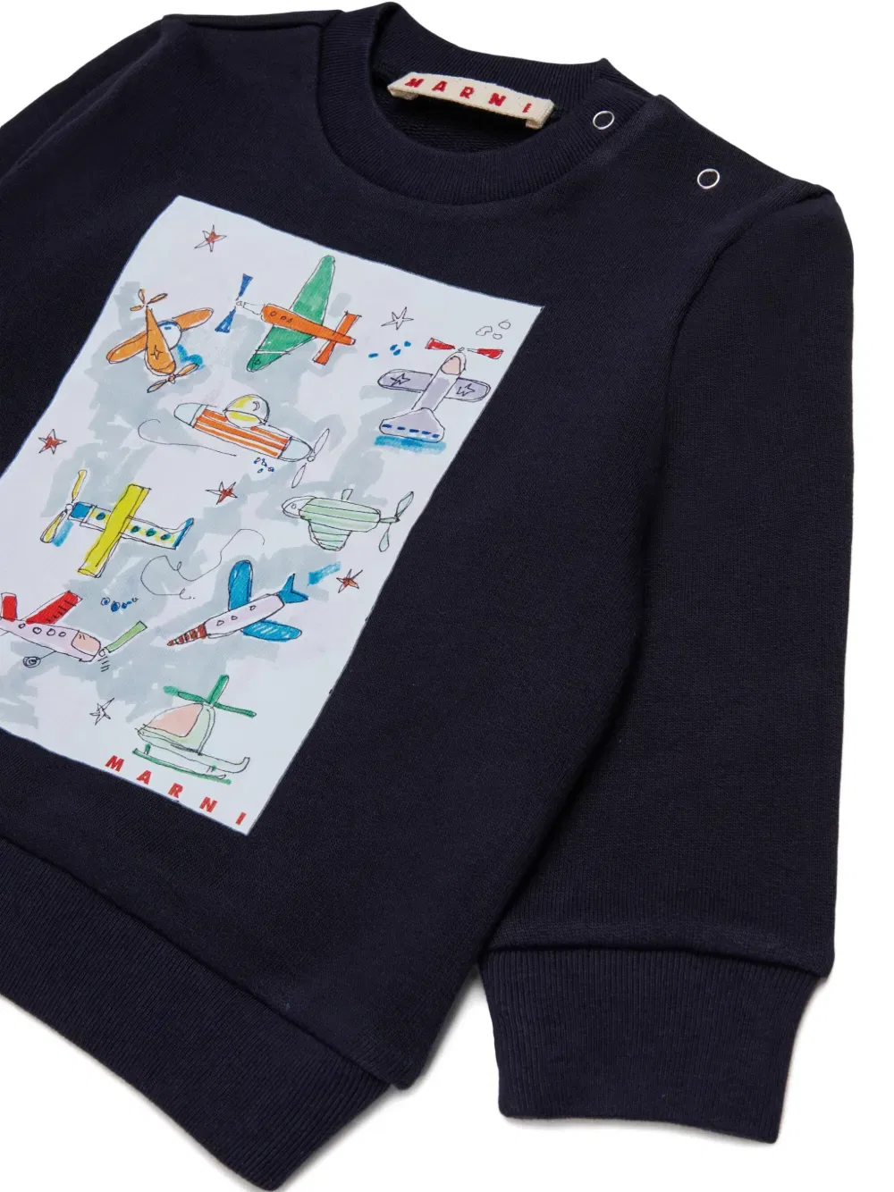 Толстовка с принтом самолета Marni Kids, синий — фото 3