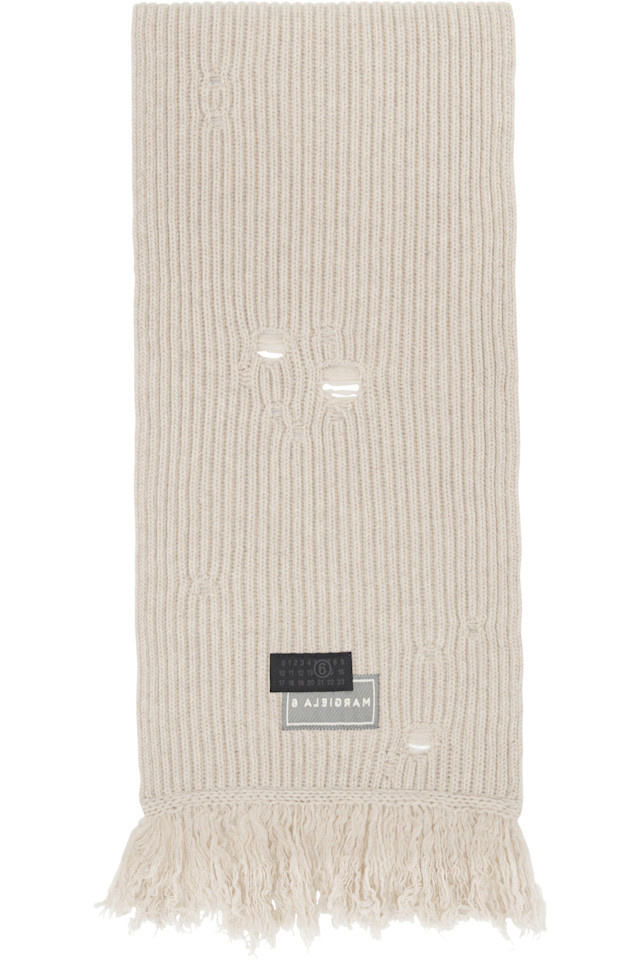 

Шерстяной шарф Mm6 Maison Margiela, бежевый
