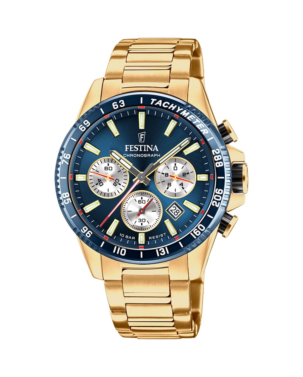 

Мужские часы F20634/2 Timeless Chronograph из золотой стали Festina, золотой