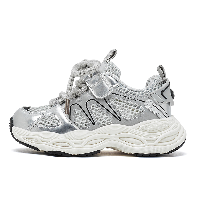

HOBIBEAR Скользостойкие, износостойкие, дышащие детские беговые кроссовки Black Silver Kids
