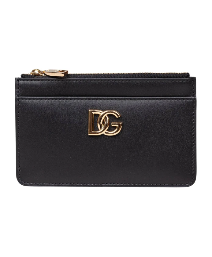 

Черный кожаный кошелек-держатель для карт Dolce & Gabbana, черный