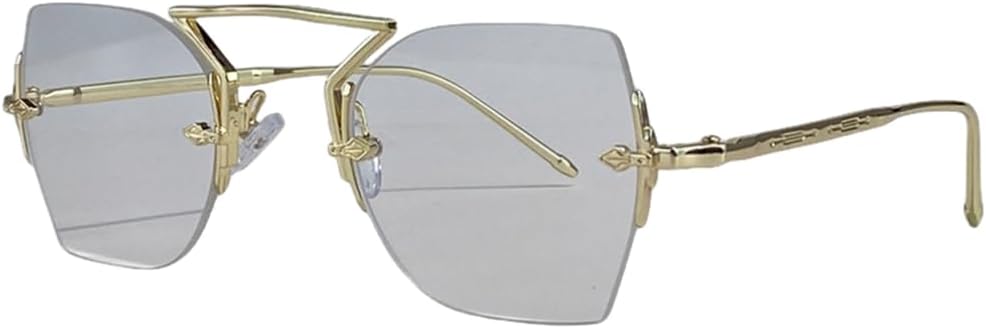 

Винтажные солнцезащитные очки в металлической оправе без оправы для женщин, роскошные классические очки в стиле стимпанк с многоугольными линзами, модные солнцезащитные очки для улицы UUPTTPL, C7goldwhite