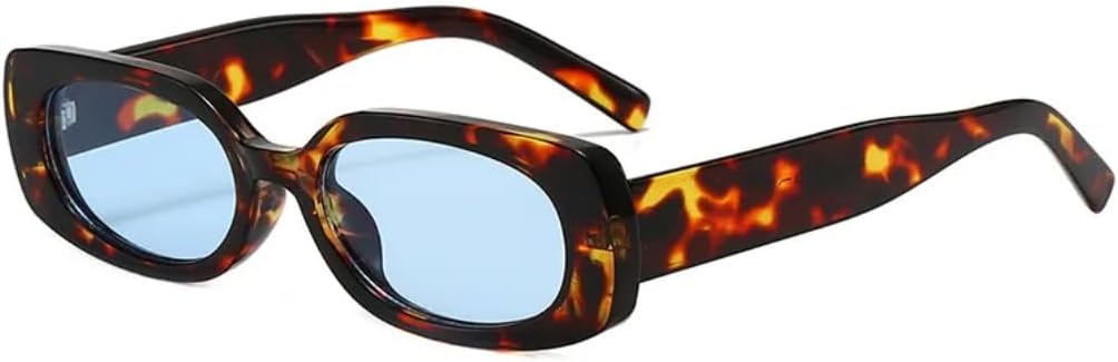 

Солнцезащитные очки для мужчин и женщин - защита UV400 - маленькая оправа, конфетный цвет, панк-леопардовый принт, для занятий спортом на открытом воздухе и вождения DSVIGF, Leopard Blue