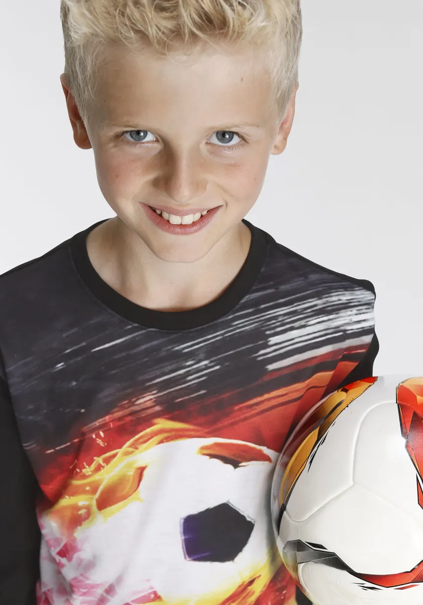 KIDSWORLD рубашка с длинными рукавами "FUSSBALL", в цветах Германии, черный — фото 3