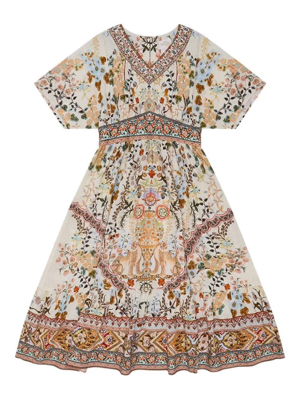 

Платье с цветочным принтом и присборенной талией Camilla Kids, нейтральный