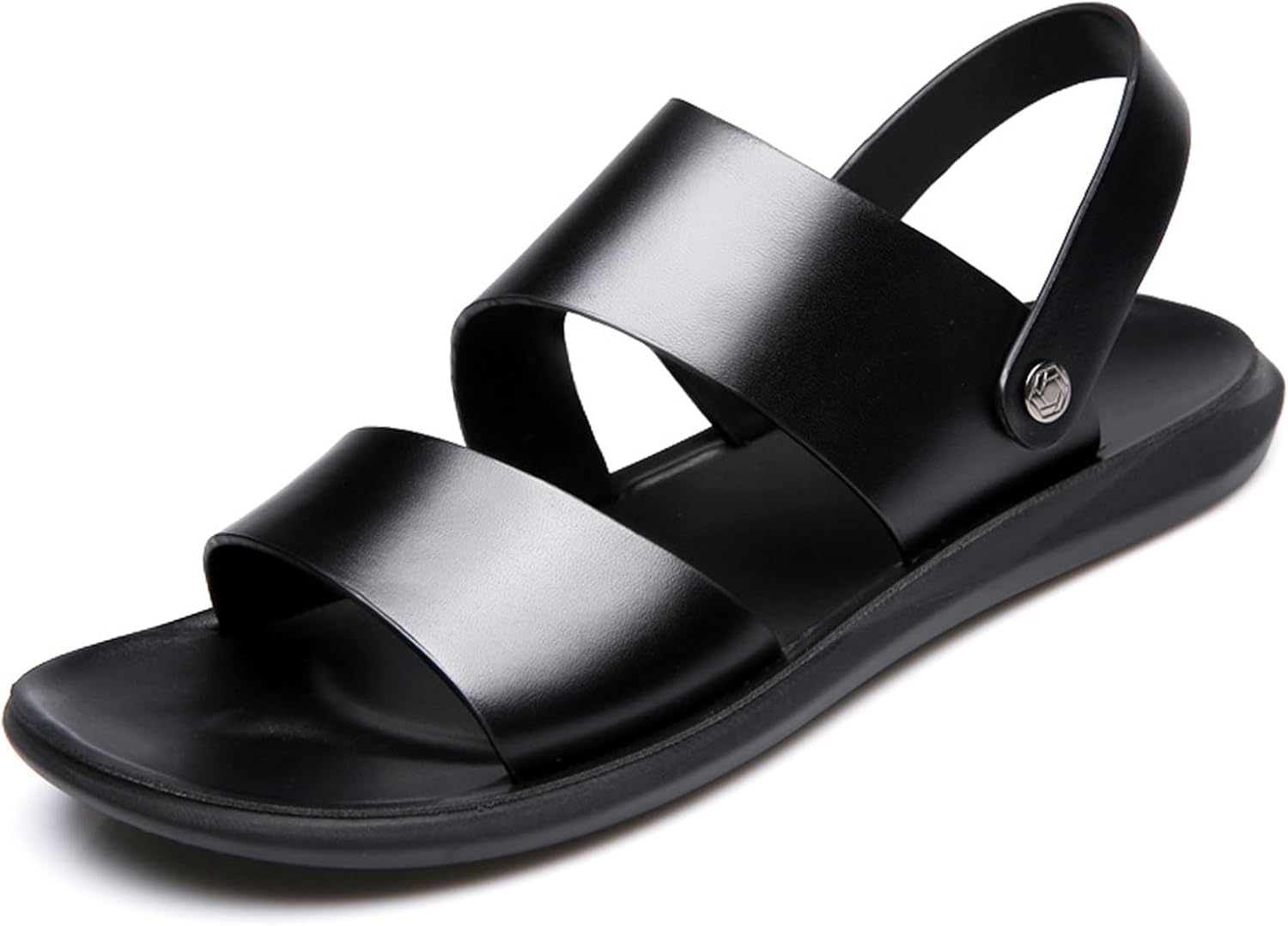 

Мужские кожаные сандалии Lossarye с открытым носком, повседневные, на плоской подошве, с регулируемым ремешком, легкие, противоскользящие, для прогулок на улице, летние, универсальные, черный