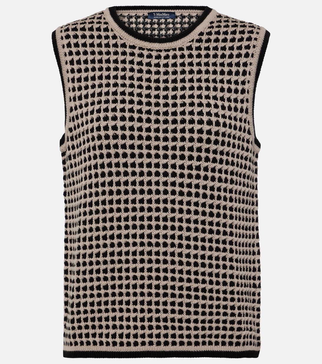 

Жилет-свитер из хлопка с узором Fleres S Max Mara, Ecru Nero