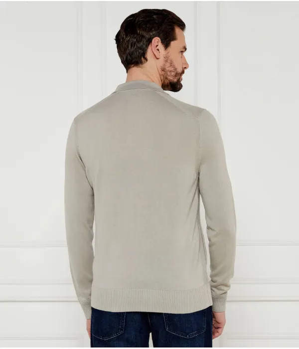 Рубашка-Поло из шерсти Avac Slim fit Boss Orange, бежевый — фото 3