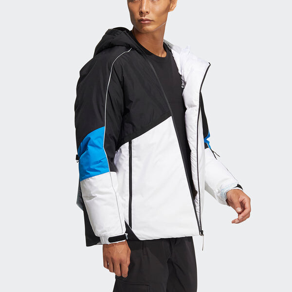 Пуховик adidas Winter Down Jkt Colorblock Splicing Sports hooded With Down Feather Jacket White, белый — фото 3