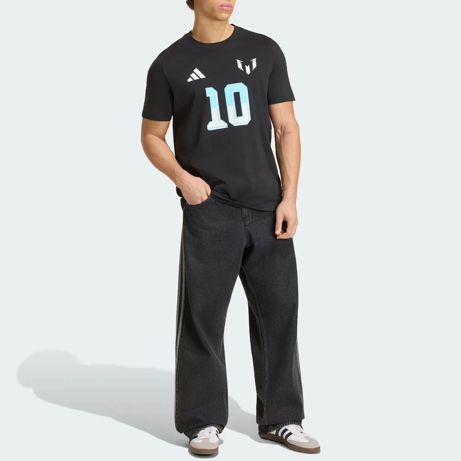 Футболка Adidas Messi с круглым вырезом черная — фото 3