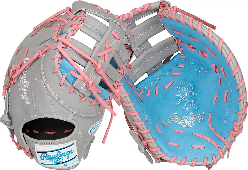 

Перчатки Rawlings 13 дюймов Heart of the Hide серии R2G First Base, цвет Grey/Columbia