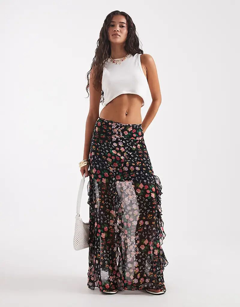 

Юбка макси с оборками и цветочным принтом ASOS DESIGN