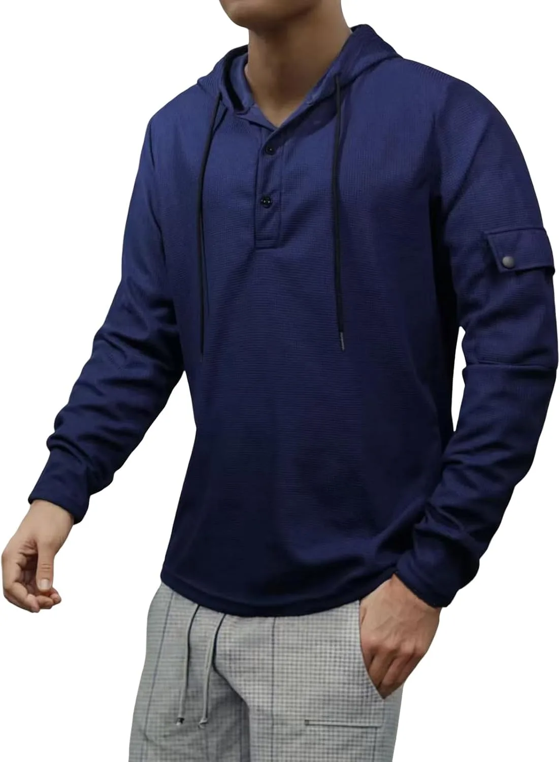 

Пуловер на четверть молнии для мужчин оверсайз вафельной вязки с длинным рукавом RSZGSWS