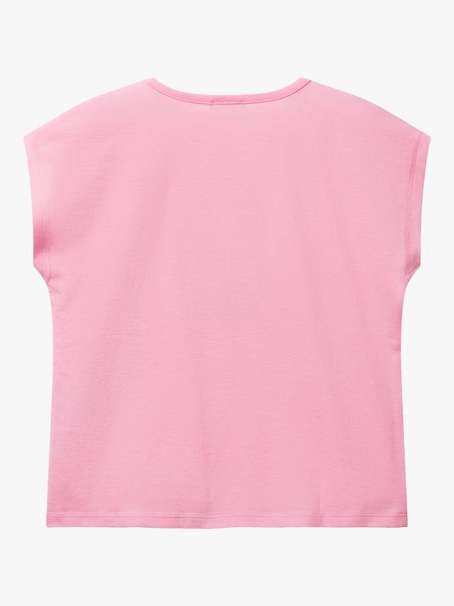 Детская хлопковая футболка с круглым вырезом и пайетками с логотипом Benetton, Pink — фото 2