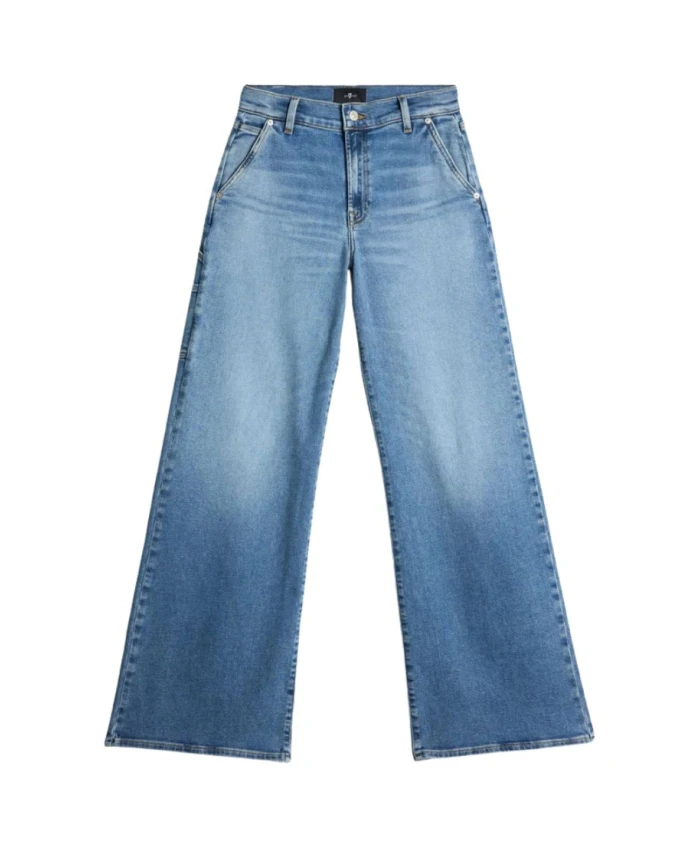 

Светло-Голубые джинсы с высокой талией и широкими штанинами 7 For All Mankind, синий