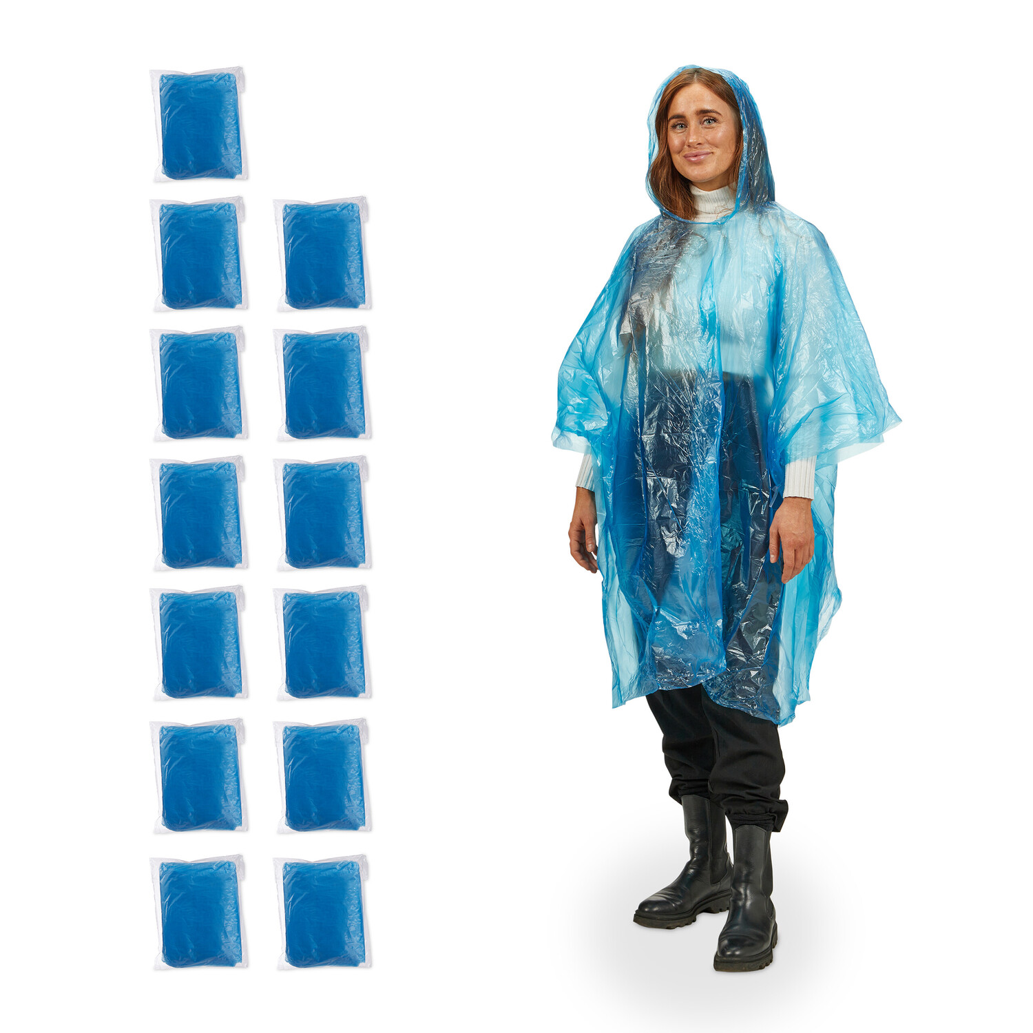 

Дождевик relaxdays 13 x Einweg Regenponcho, синий